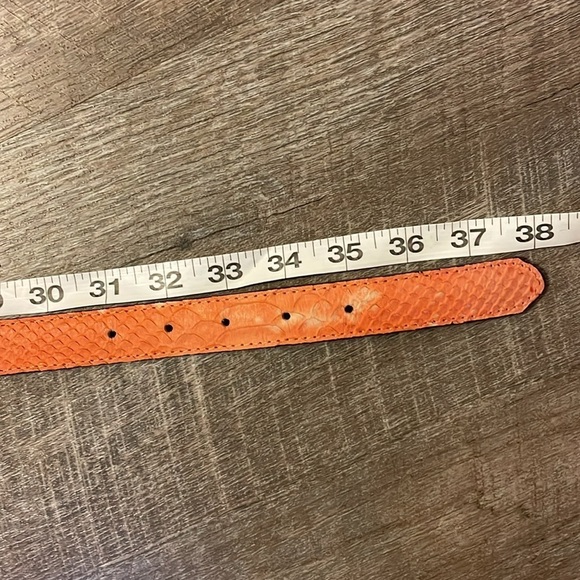 Souleiado Orange Leather Reptile Skin Design Belt with Metal Buckle size S main image 11